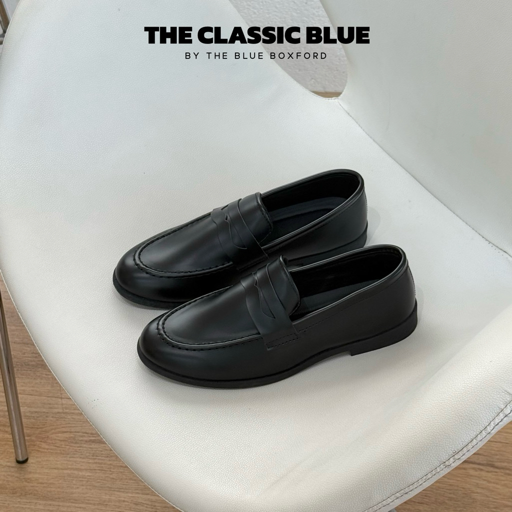 (พร้อมส่ง) The Classic blue - Ford Penny Loafer shoes รองเท้าหนังโลฟเฟอร์สีดำ - ไซส์ใหญ่สุด 45 ยาว 27.5 ซม.
