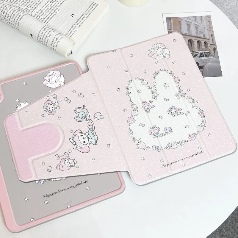 พร้อมส่ง เคสiPadหมุน 360° Miffy Gen12 Pro12.9 Pro13 Air8 11 Air7 13 การ์ตูน พร้อมถาดใส่ปากกา Mini7