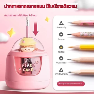 เครื่องกบเหลาดินสอไฟฟ้า อัตโนมัติ ไวใน 3 วิ ไส้ดินสอไม่หัก กล่องใสเห็นขี้กบ ของใช้บนโต๊ะนักเรียนสุดคูล ลายตุ๊กตาน่ารัก
