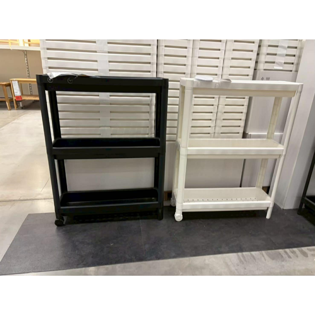 [รุ่นใหม่มี2ล้อ] IKEA อิเกีย รถเข็น ชั้นวางมีล้อ สีขาว สีดำ VESKEN เวสเก้น