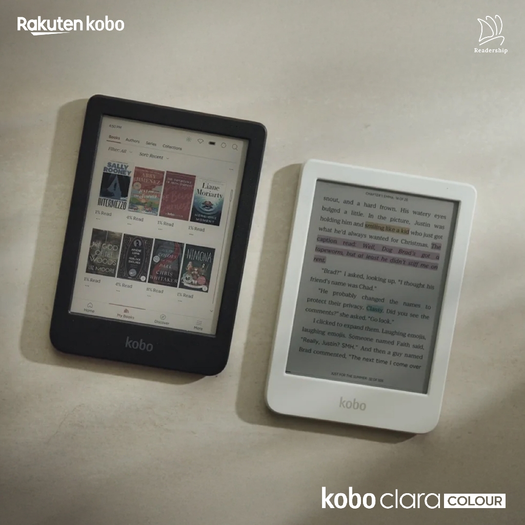 Kobo Clara Colour l E-Reader หน้าจอสี E-Ink 6 นิ้ว กันน้ำ IPX8 รองรับไฟหน้า ComfortLight Pro อ่านสบายตา