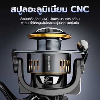 รอกSeaHunter Turbo PRO Spinning Reel รอกสปินนิ่ง Screw-In Power Handle รอกตกปลา ลาก15 กก. 5+1BB อลูมิเนียม กันน้ำเค็ม