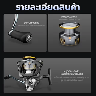 รอกSeaHunter Turbo PRO Spinning Reel รอกสปินนิ่ง Screw-In Power Handle รอกตกปลา ลาก15 กก. 5+1BB อลูมิเนียม กันน้ำเค็ม