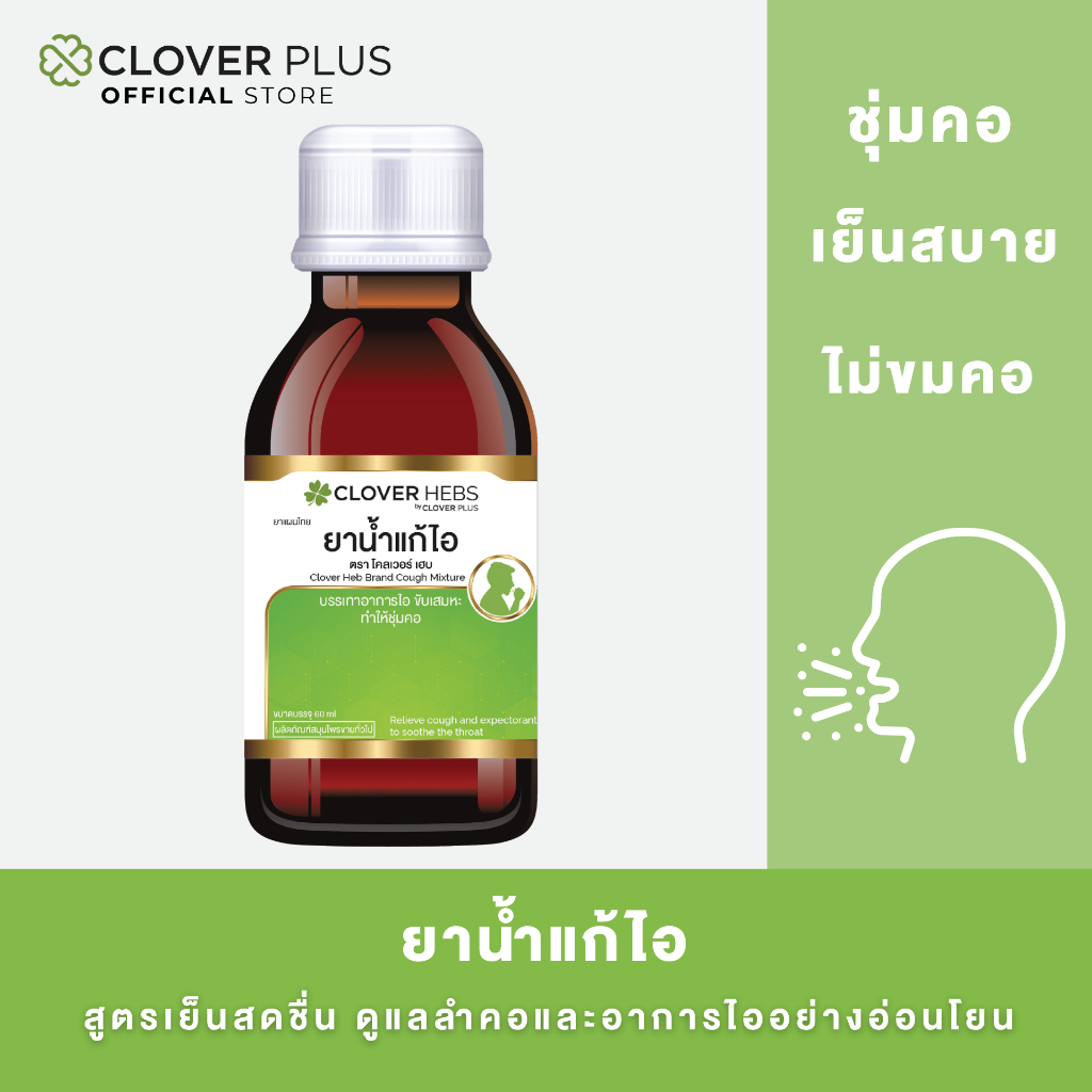 CLOVER HEBS ยาน้ำเเก้ไอ (มีกล่อง) Exp 01/09/2026