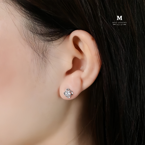 MEET💕ต่างหูเงิน Petai Gem ต่างหูเพชร ต่างหูเก๋ๆ ต่างหูแฟชั่น ตุ้มหูเงินแท้ ต่างหูผู้หญิง ต่างหู รูปที่ 4