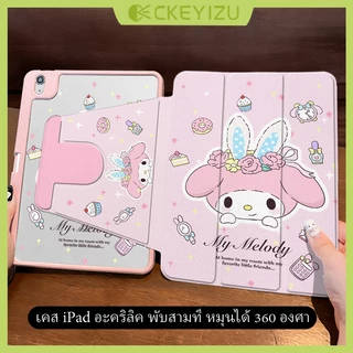 CKYZ 24ชั่วโมงเคส เคสไอแพด Air7 Air8 Gen11 ที่ใส่ปากกา My Melody เคสiPadหมุน 360°Gen10/9 Pro11 2024