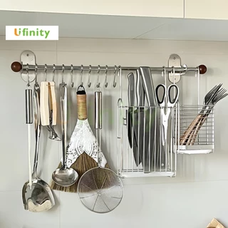 Lifinity ที่จัดเก็บอุปกรณ์ครัวแบบติดผนัง ทำจากสแตนเลส มีตะขอ 10 อัน สำหรับแขวนตะหลิว ช้อน มีด