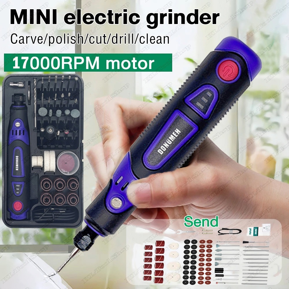 ชุดเครื่องเจียรขนาดเล็ก 82 ชิ้น ปรับความเร็ว 3 ระดับ 17000RPM งานฝีมือ แกะสลัก ขัดสนิม DIY ครบชุด