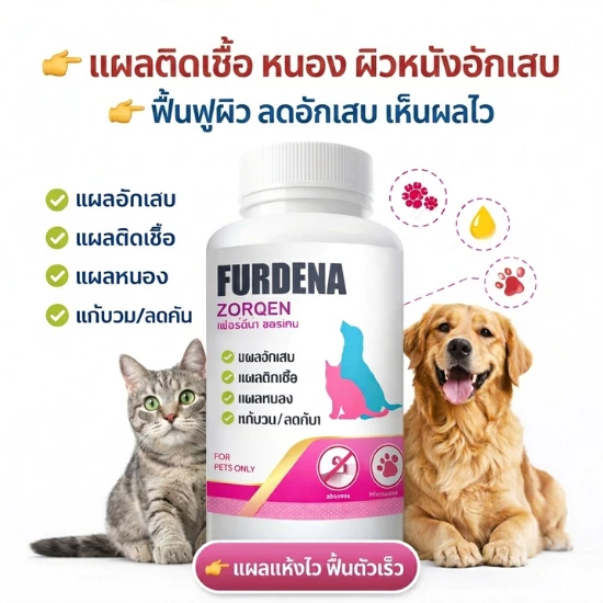 FURDENA เสริมอาหารสุนัข แมว ลด อักเสบ แผลสด แผลเเห้งไว บรรจุ 5 caps.