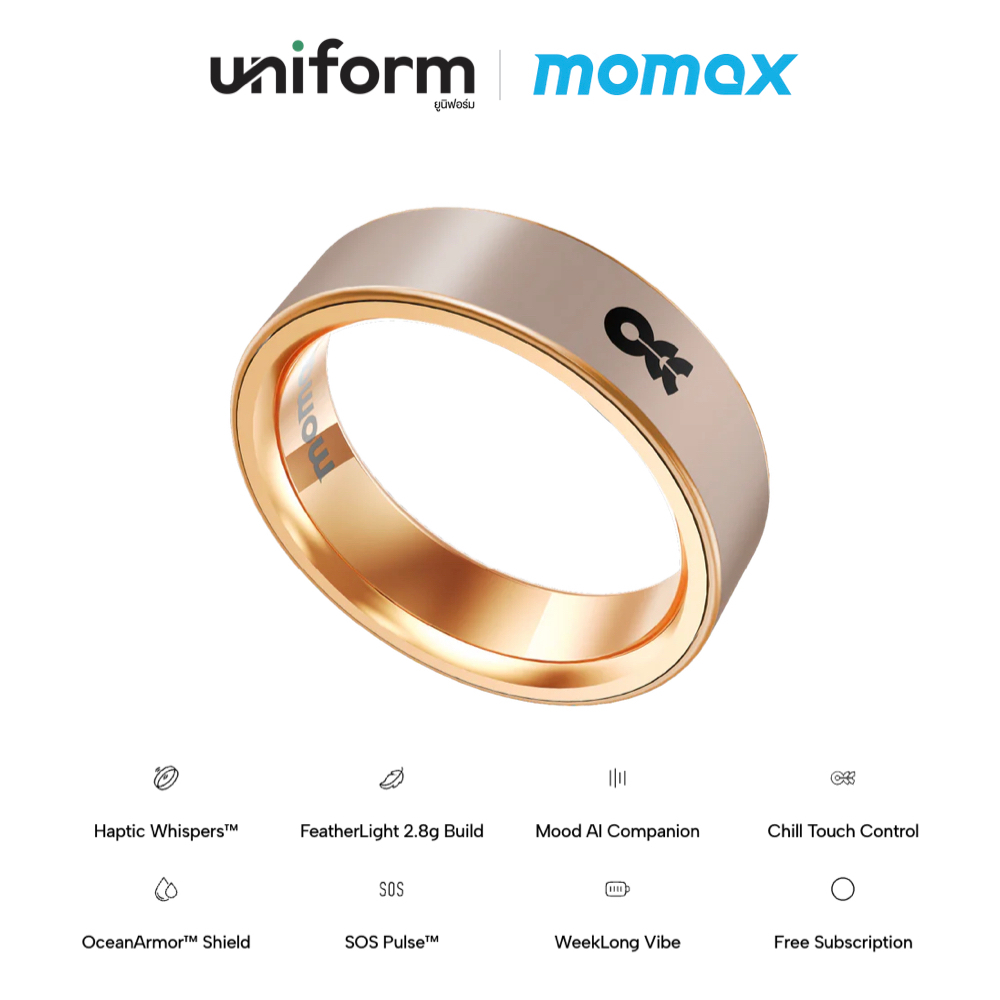 MOMAX แหวนอัจฉริยะ 1-SENSE SOUL Smart Ring น้ำหนักเบา ติดตามสุขภาพตลอด 24 ชม. สี Desert Titanium