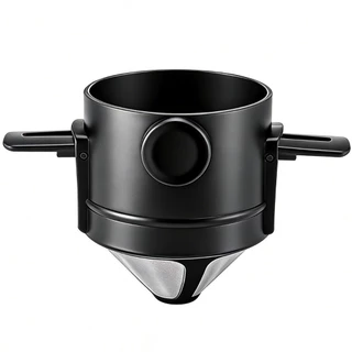 ที่กรองดริปกาแฟ สแตนเลส 2ชั้น พับได้ แบบพกพา Coffee Dripper สำหรับกรองชา กาแฟ ที่ดริป ทนความร้อน กรวยดริปเปอร์ กะทัดรัด