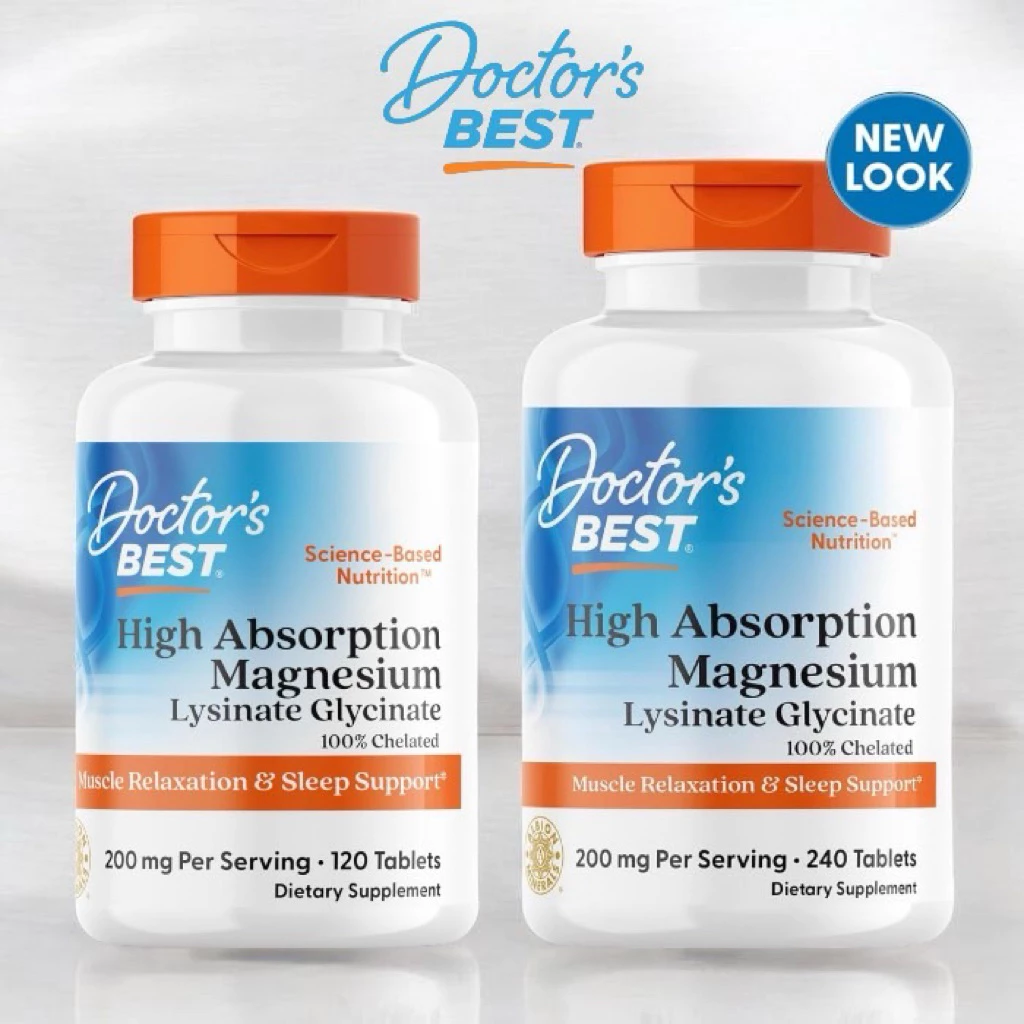 ✅พร้อมส่ง แมกนีเซียม ไกลซิเนต⭐️ Doctor's Best, High Absorption Magnesium Glycinate + Lycinate, 100 mg, 120 Tablets