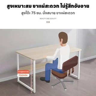 โต๊ะทํางาน 80/100/120cm ขาเหล็กหนา โต๊ะอ่านหนังสือ โต๊คอมพิวเตอร์ ชั้นวางหนังสือ ที่รับน้ำหนักได้สูง