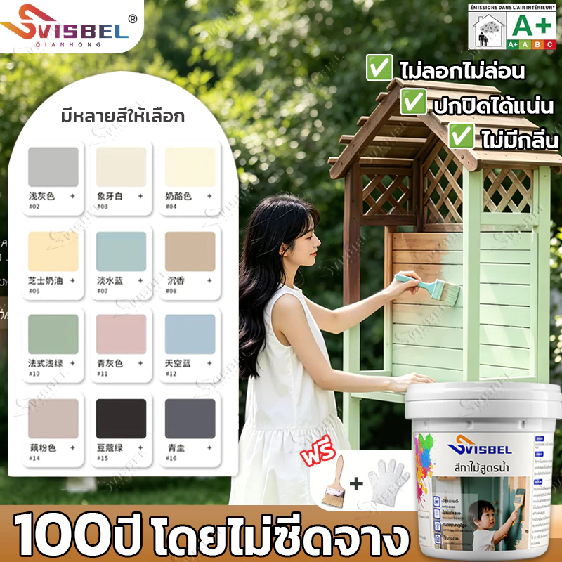 SVISBELสีทาไม้สูตรน้ำ สีย้อมไม้ ทาสี ใช้ได้กับไม้ทุกประเภทและความคุ้มครองสูง สีทาประตูไม้ สีซ่อมเฟอร์นิเจอร์ ทาสีโต๊ะไม้