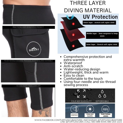 Sbart wetsuit pants men neoprene 3mm (ชุดเว็ทสูทดำน้ำ)*****SIZE จะเล็กกว่าปกติ 1 Size ควรขยับขึ้น1Size เช่น L คือ XL****