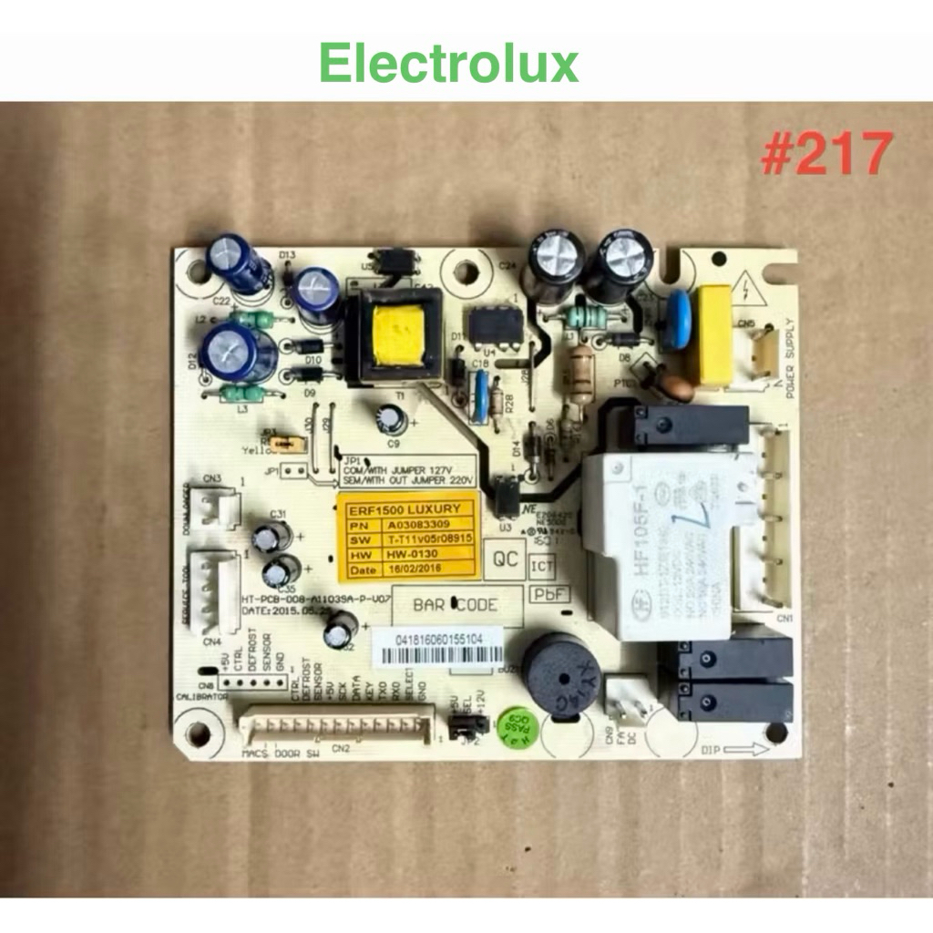 บอร์ดตู้เย็น ELECTROLUX ป้ายสีเหลือง ERF1500 LUCURY Part No.A03083309 (เเท้ มือ2)