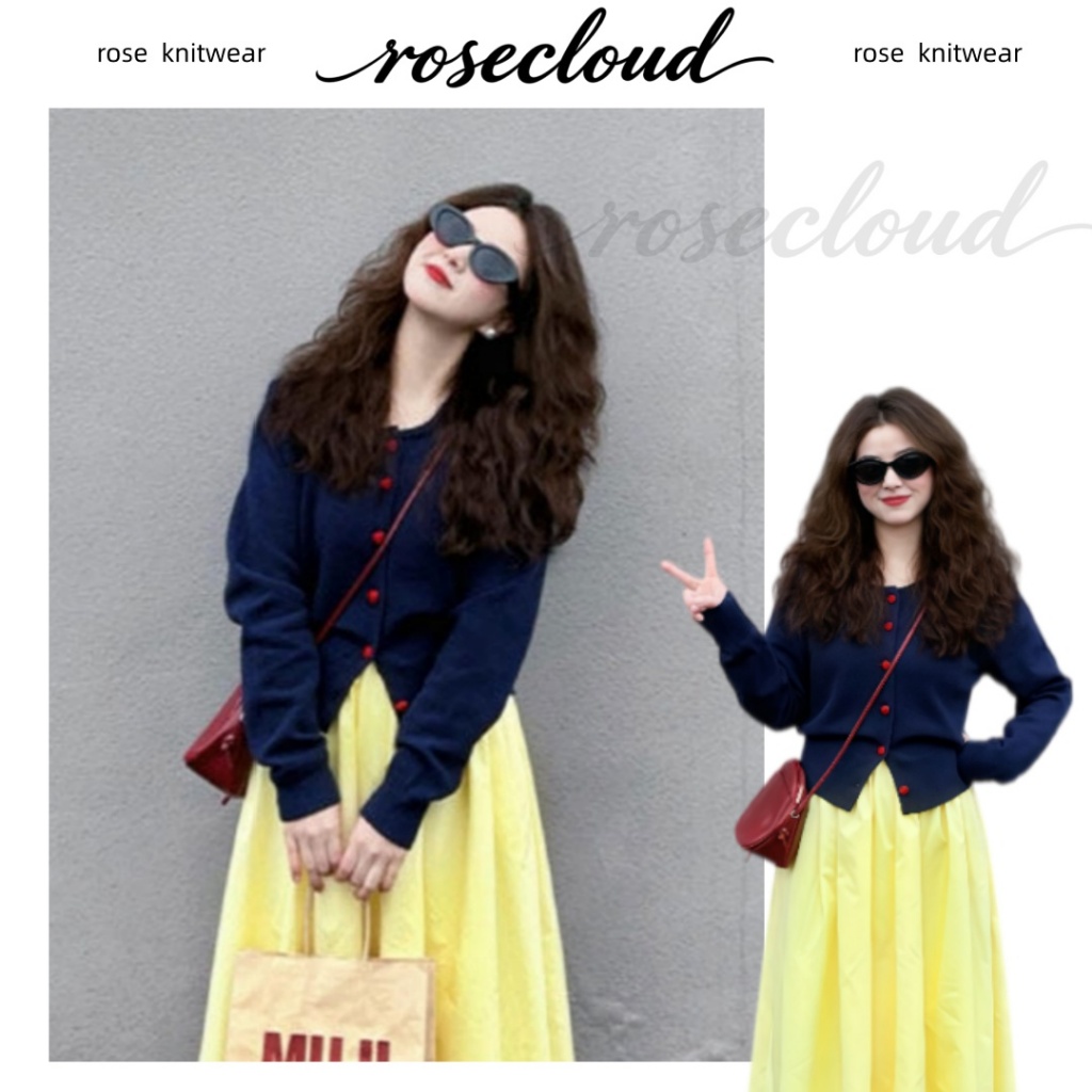 rosecloud มีหลายสีให้เลือกสินค้าใหม่: เสื้อคาร์ดิแกน/เสื้อกันหนาว/เสื้อคลุมแขนยาวถักไหมพรมรูปหัวใจติดกระดุมน่/