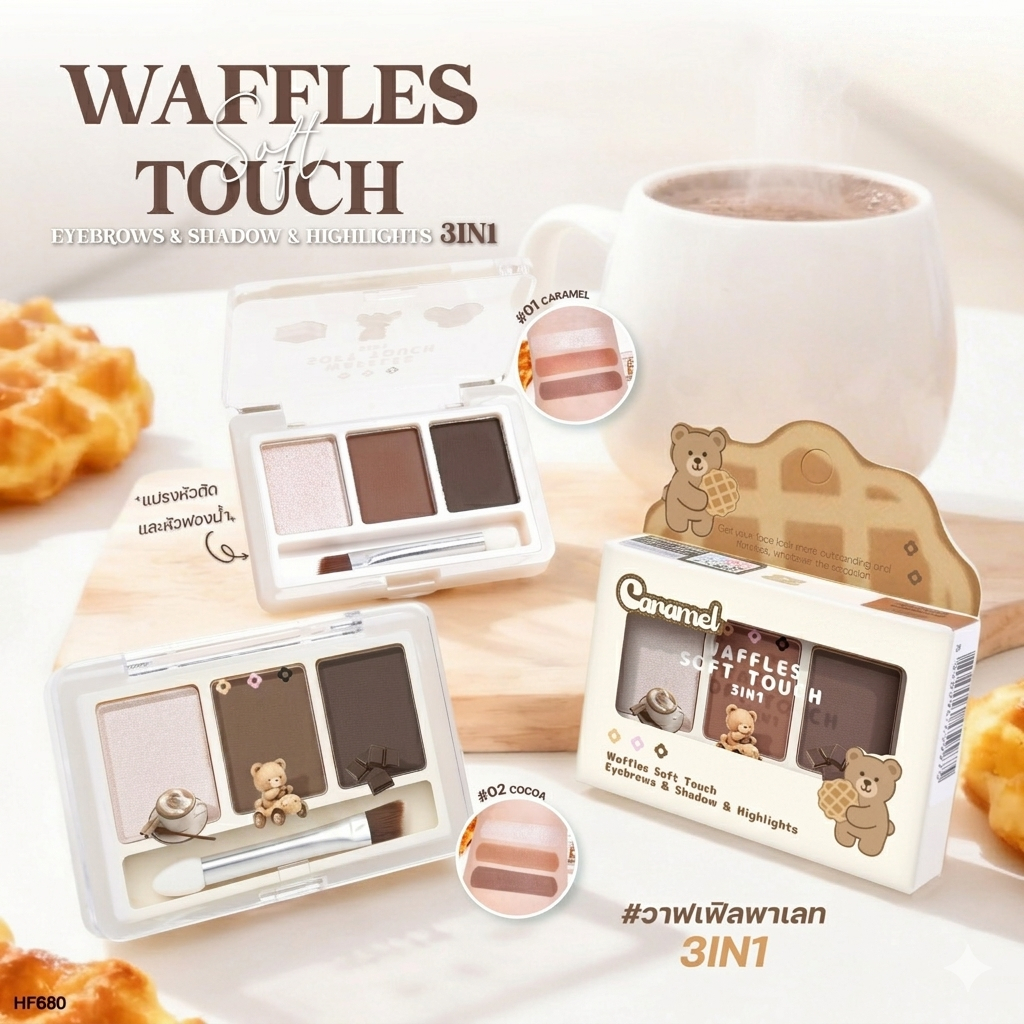 HF680 Sivanna colors Waffles Soft Touch Eyebrows & Shadow & Highlights 3IN1