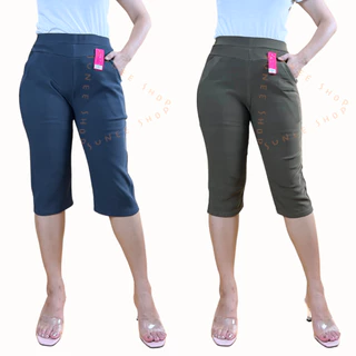 Sunee กางเกงขา4ส่วน 3-6XL เอว28-48 ไซส์ใหญ่ bigsize ผ้ายืดเกาหลี สาวอวบ กางเกงคนแก่ แห้งไว (736)