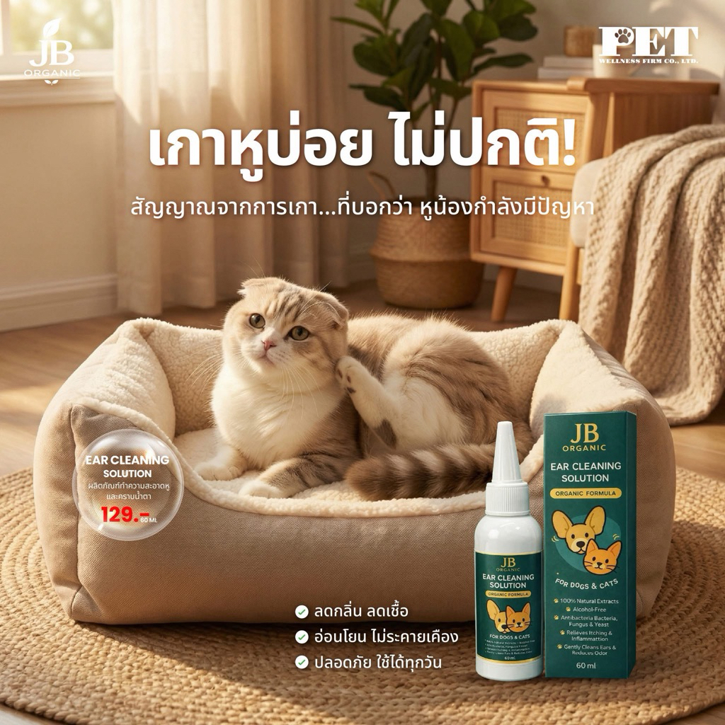 JB Organic Ear Cleaning Solution น้ำยาทำความสะอาดคราบน้ำตาและใบหู