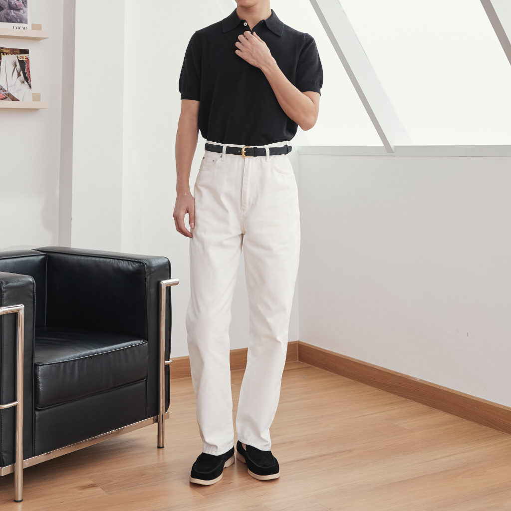 Contemp High-Rise Denim White (Stone Wash) กางเกงยีนส์เอวสูง สีขาว