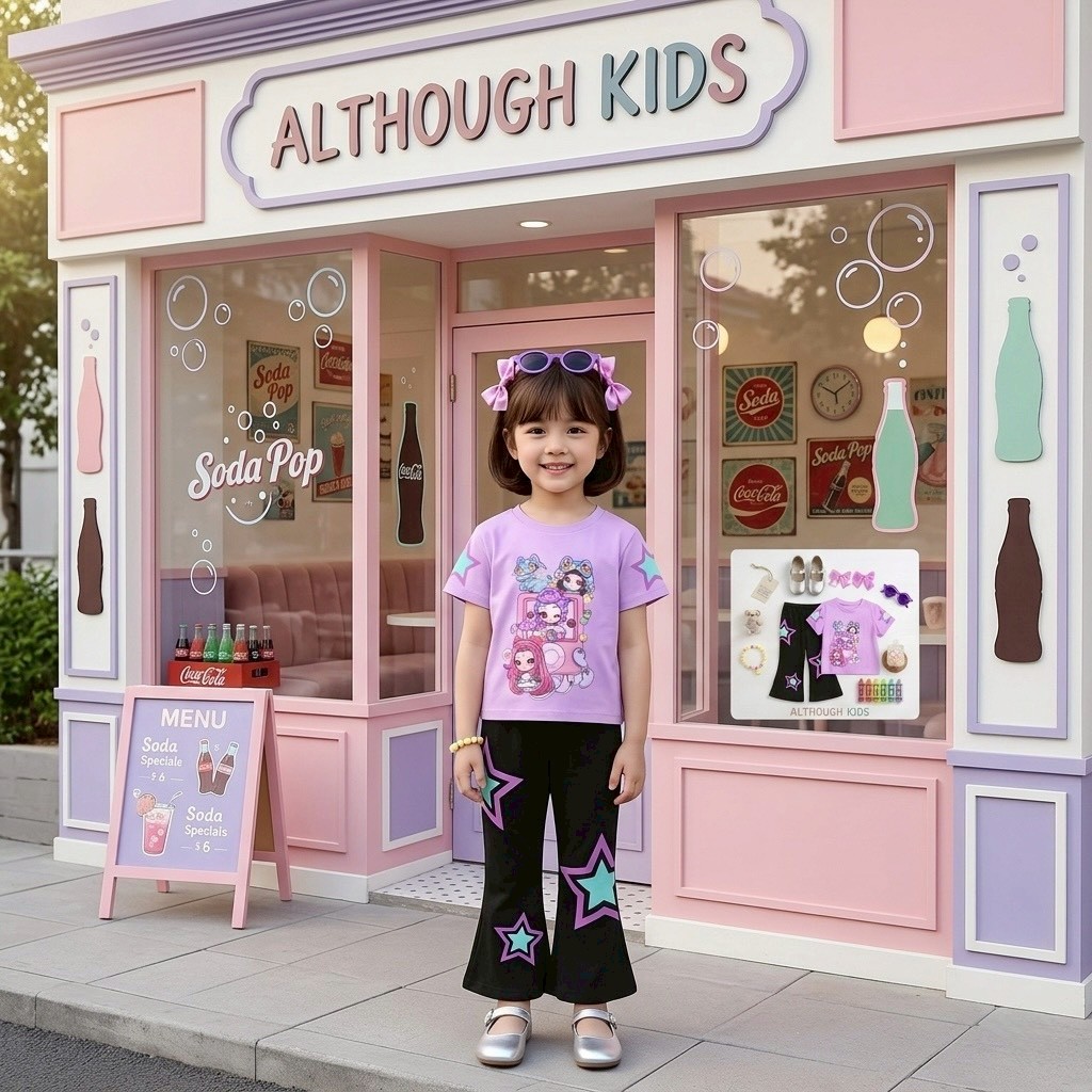 Thistle shop ชุดเซตลูกสาว sodapop ลายน่ารัก แต่งกางเกงขาม้า โค้ดสุดคุ้ม