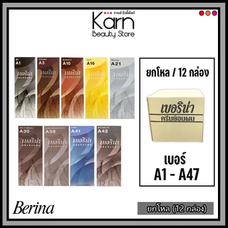 (ยกโหล/12กล่อง) Berina Hair Color Cream สีย้อมผม เบอริน่า มี 47 สีให้เลือก (1โหล/12กล่อง)
