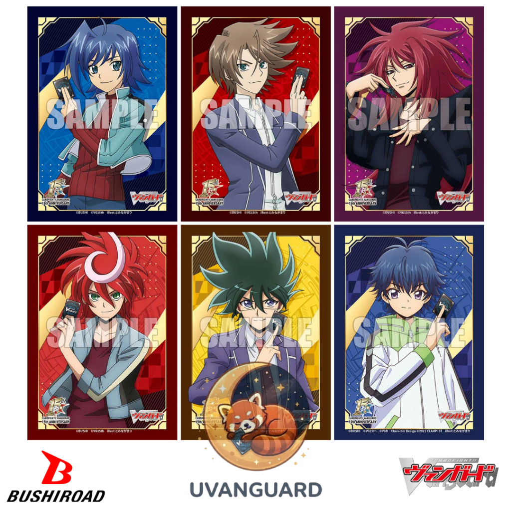 เศษสลีฟ Bushiroad Sleeve Mini Cardfight! Vanguard 15th Anniversary : Aichi, Kai Toshiki, Chrono, Nitte, Yu-yu, Ren
