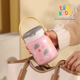 EKOKIDS FOOD JAR กระปุกอาหารสแตนเลส 304 สำหรับใส่อาหารและเครื่องดื่ม เก็บอุณหภูมิ ร้อน-เย็น แถมช้อนสแตนเลส 304พับเก็บได้