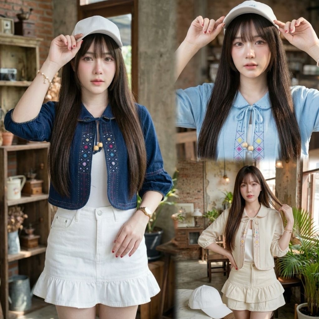 เสื้อคลุมพื้นเมืองผู้หญิงคอบัวผูกโบว์ รุ่น " ขวัญอรชร ”