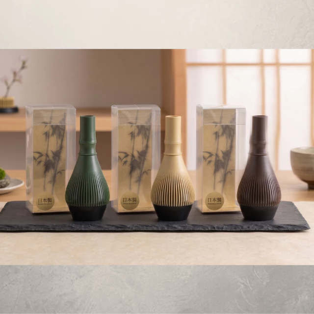 【Made in Japan】 เซ็ตแปรงชงชามัทฉะเรซิน Fugetsu Chasen ทนทาน พร้อมแท่นเก็บ Kusenaoshi
