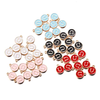 5ชิ้น จี้ตัวอักษรวงกลม A-Z (สีทอง-ขาว) สไตล์เรียบหรู จี้ภาษาอังกฤษ สร้อยข้อมือ สร้อยคอ DIY ของขวัญพิเศษ