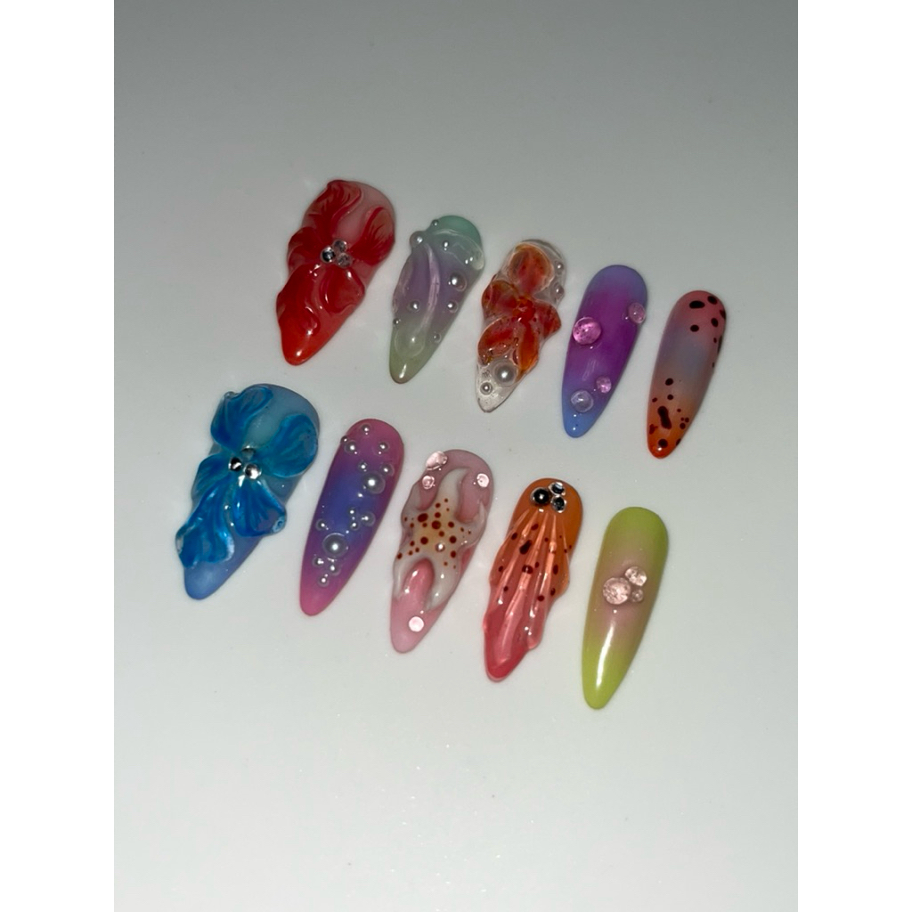 press on nails - summerr 🌺🐚🫧