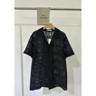 #ป้าย เสื้อเชิ้ตลูกไม้ชายสไตล์มินิมอล รุ่น N049 เท่แบบไม่ต้องพยายาม! เสื้อเชิ้ตลูกไม้ถักลาย