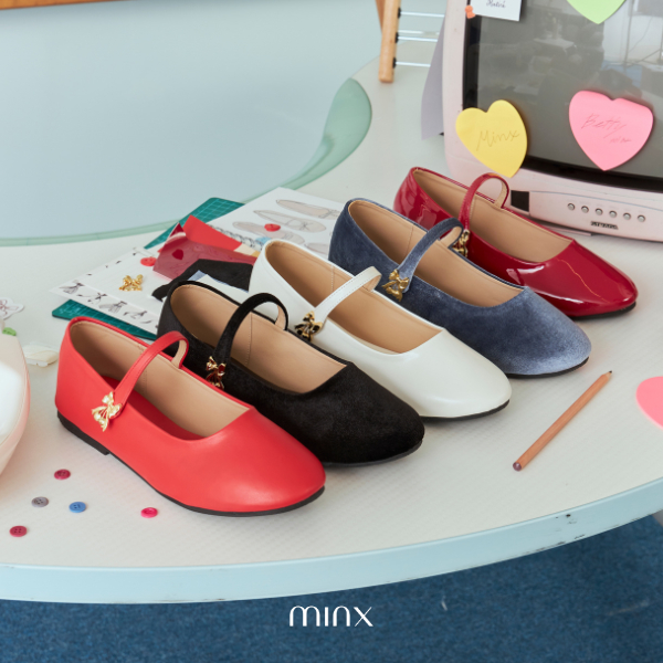 Minx รุ่น Betty รองเท้า Maryjane ประดับเชอร์รี่โบว์สีทอง minxshoes