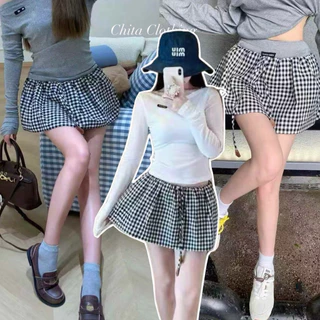 📍พร้อมส่ง📍8316 กระโปรงสั้น เอวยางยืด มีเชือกรูดช่วงเอว ซับในกางเกง เนื้อผ้าดี ทรงสวย TAG:WG.WE 🇰🇷