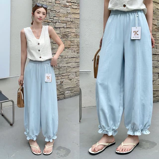 Reallyshops #216(K) กางเกงจินนี่ แต่งปลายขา เอวยางยืด ผู้หญิง