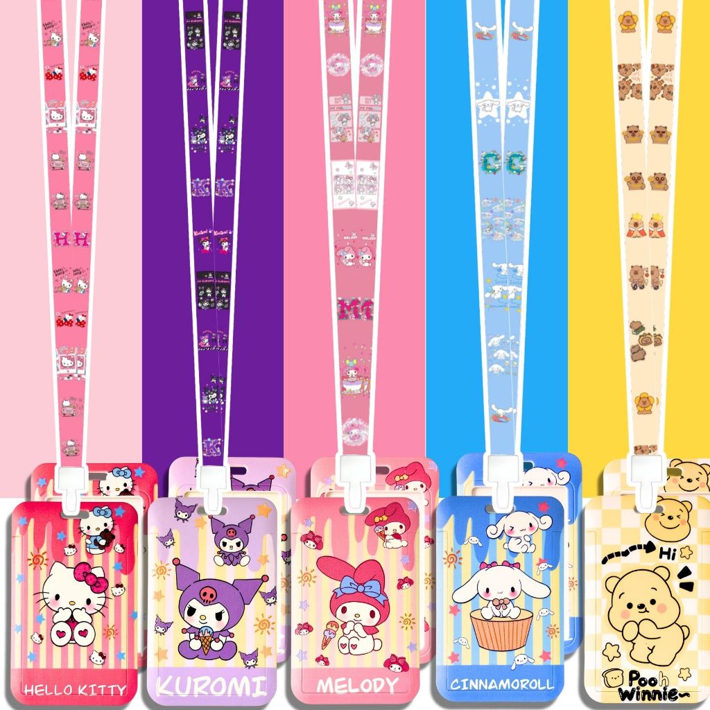 ปลอกใส่บัตร ลายการ์ตูน น่ารักมาก พร้อมสายคล้องคอ เฟรมการ์ด ที่ใส่บัตรนักเรียน พลาสติกแข็ง แนวตั้ง ลายเยอะ
