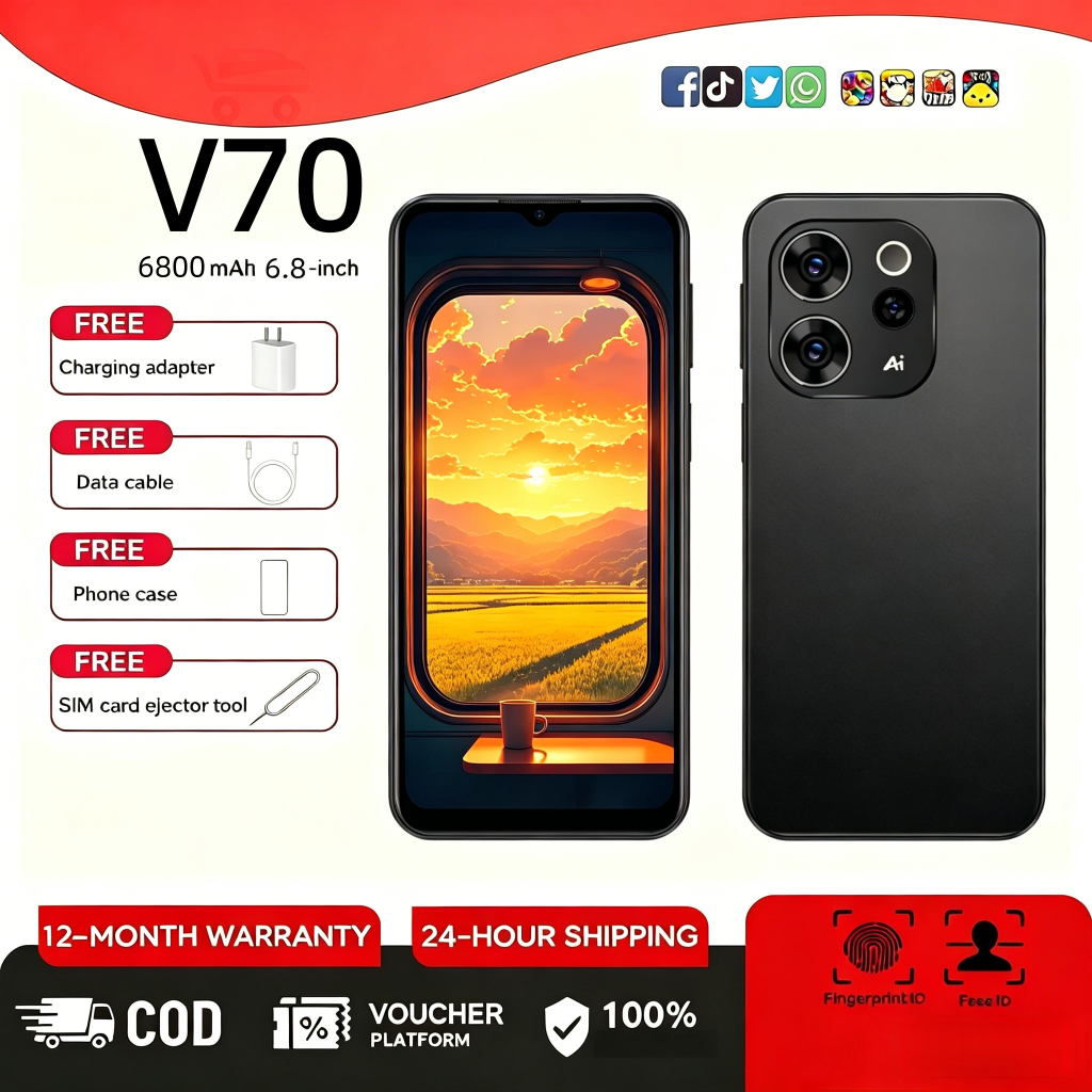 สมาร์ทโฟน V70 5G มาพร้อมหน้าจอขนาด 6.8 นิ้ว ระบบปฏิบัติการ Android 15 แบตเตอรี่ 6800mAh กล้องหน้าและหลัง 50MP RAM 16GB แ