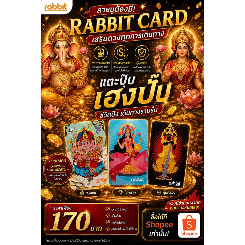Rabbit card ลาย Bring me luck🔥พร้อมส่ง🔥