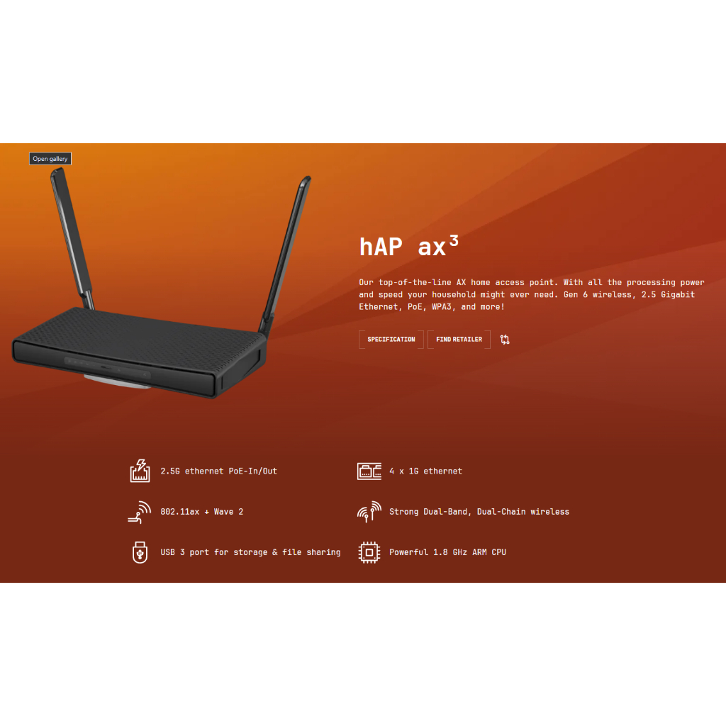 Mikrotik hap ax3 Ethernet ports2.5G Access point AX1800 C53UiG+5HPaxD2HPaxD