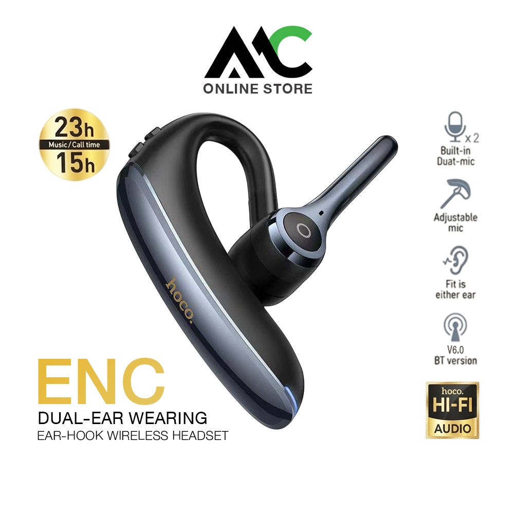 Hoco E90 หูฟังบลูทูธ แบบเกี่ยวหู ENC ตัดเสียงรบกวน เสียงสเตอริโอ แบตอึด 23 ชม. EAR-HOOK