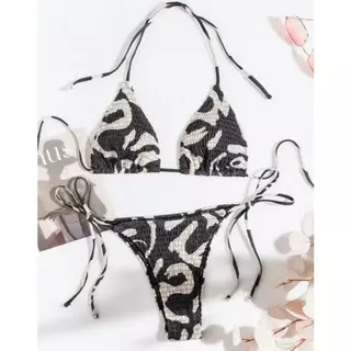 👙พร้อ​มส่ง👙ชุดว่ายน้ำบิกินี่ บิกินี่ 2 ชิ้น ลายพิมพ์ ลูกไม้ ปรับขนาดได้ รุ่นใหม่ ด้วยฟองน้ำ summer