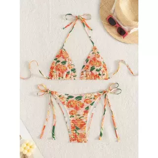 👙พร้อ​มส่ง👙ชุดว่ายน้ำบิกินี่ บิกินี่ 2 ชิ้น ลายพิมพ์ ลูกไม้ ปรับขนาดได้ รุ่นใหม่ ด้วยฟองน้ำ summer