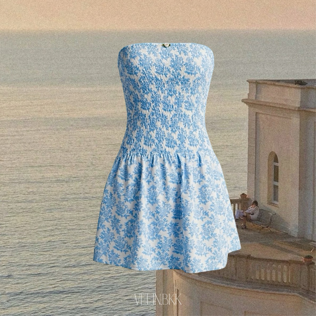 Vintage Rose Dress - เดรสยางสม็อค