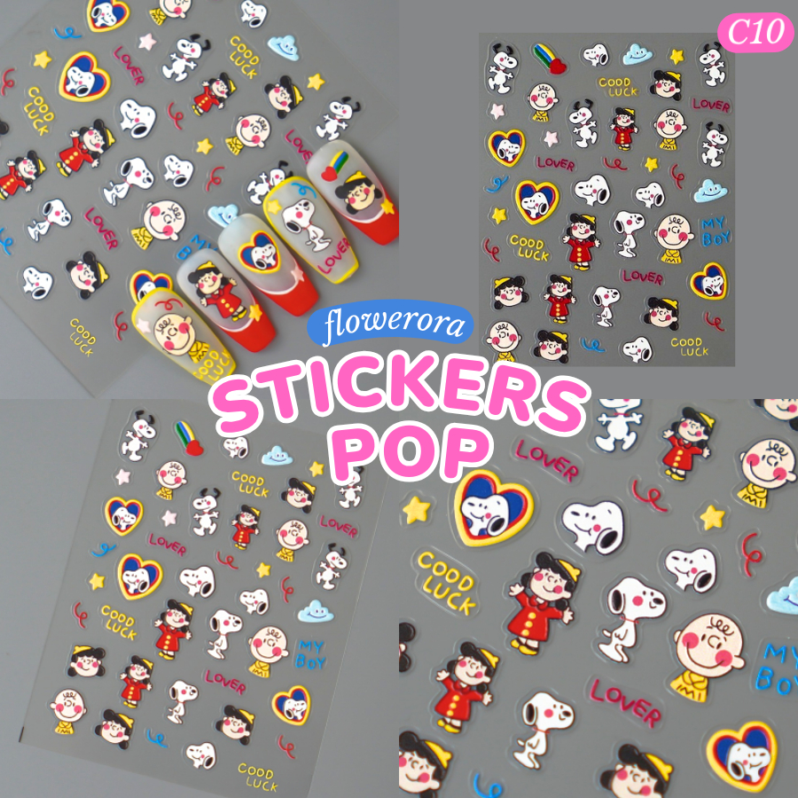 สติกเกอร์นูน มีมิติ 5D ลายการ์ตูน สติทช์ ซานริโอ้ ลาบูบู้ Stickers Nail Pop สติกเกอร์ติดเล็บ ของใช้ ติดปุ๊บ น่ารักปั๊บ