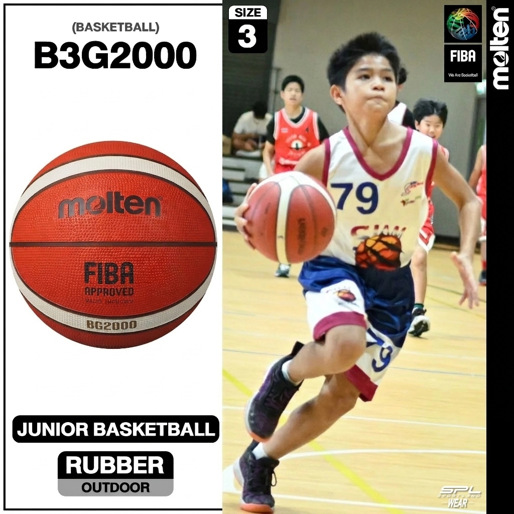 MOLTEN ลูกบาส บาสเกตบอลยาง เบอร์ 3 Basketball RB th B3G2000 FIBA (500)