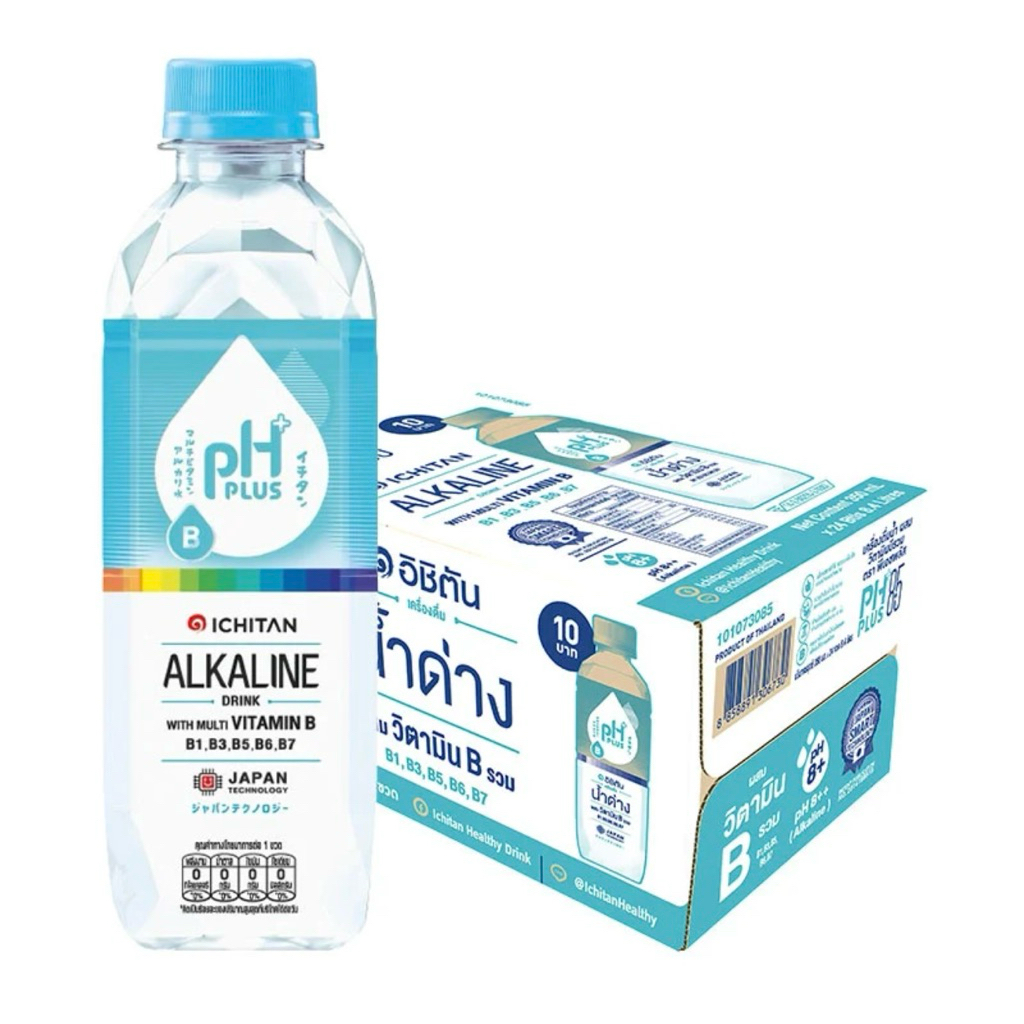 น้ำด่าง ผสมวิตามิน B รวม PH Plus 8.5 ขนาด 350มล. x24ขวด ตรา อิชิตัน น้ำ