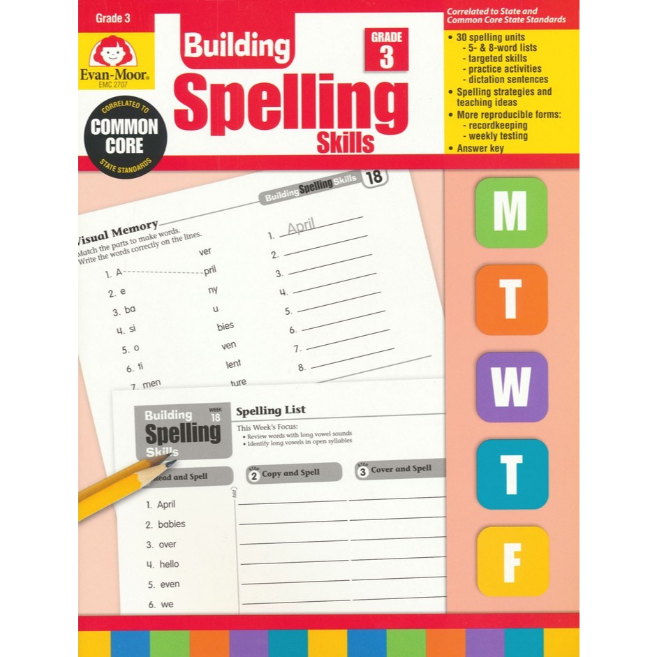 Evan-Moor Building Spelling Skills G3 ได้รับลิขสิทธิ์แท้จาก Evan-Moor ใช้สอนจริง เห็นผลจริง พร้อมคำป