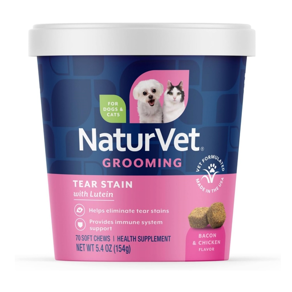 NaturVet Tear stain Plus ลดคราบน้ำตาสุนัขแมว และบำรุงสายตาสัตว์เลี้ยง เม็ดขนม